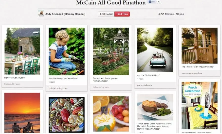 McCain All Good Pinathon board