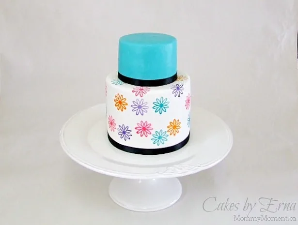 Stamped Flower Cake design