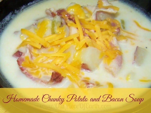Homemade chunky potato and bacon soup