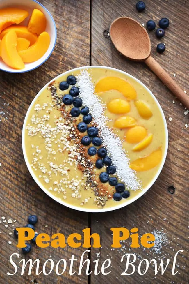 vegan-peach-pie-smoothie-bowl-title-yellow