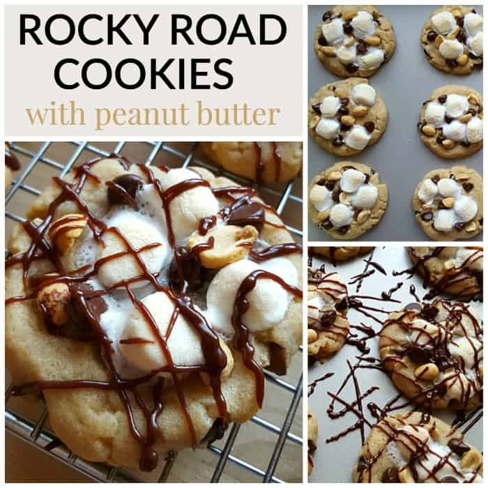 Rocky Road Cookies with peanut butter - Rocky road anything is amazing! And on top of soft chewy peanut butter cookies is even better!