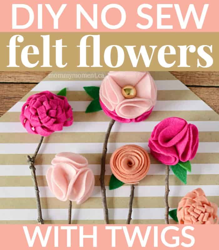 DIY NO SEW FELT FLOWERS WITH TWIGS - Mommy Moment