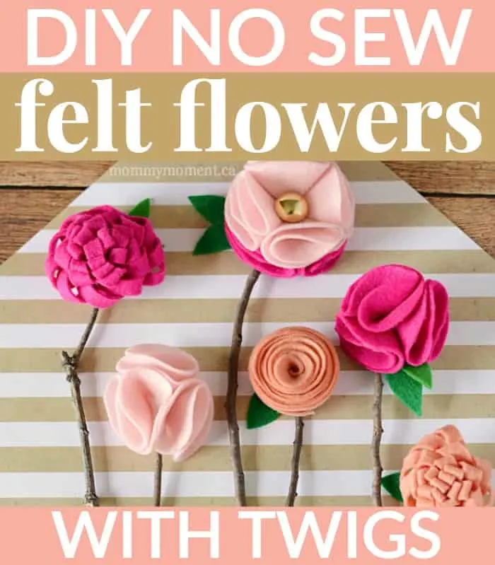 diy no sew felt flowers on twigs