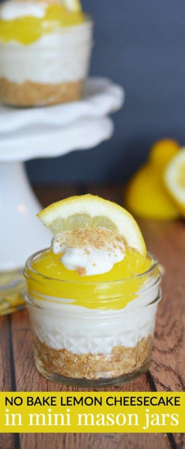 no bake lemon cheesecake in mini mason jars