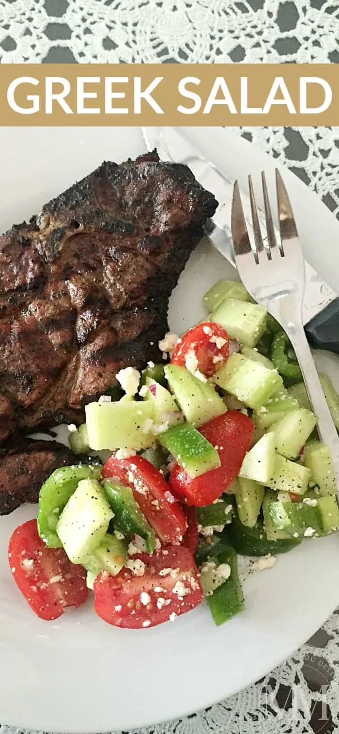 Delicious Greek Salad Recipe perfect for your next summer bbq.