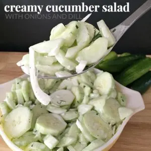 CREAMY CUCUMBER SALAD WITH ONIONS AND DILL