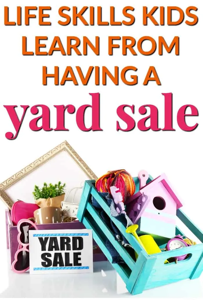 yard sale sign with household clutter